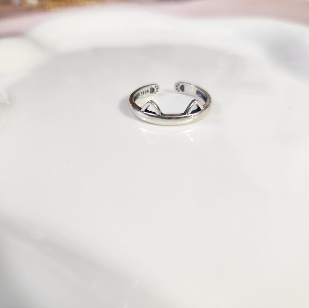 Sterling Silver Cat Adjustable Ring - image 3